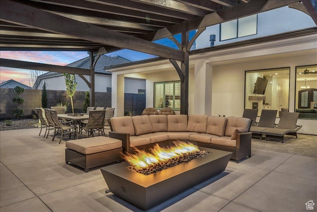 1597 W Belayer Dr, St George, UT 84770 - view of patio with an outdoor living space with a fire pit and outdoor dining area