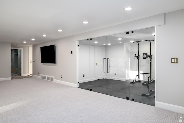 4605 S Ledgemont Dr E, Salt Lake City, UT 84124 - workout room featuring carpet flooring and recessed lighting