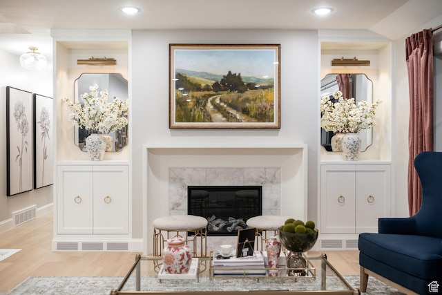 4605 S Ledgemont Dr E, Salt Lake City, UT 84124 - living room with wood finished floors, recessed lighting, and a high end fireplace