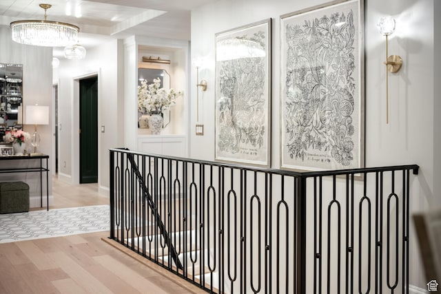 4605 S Ledgemont Dr E, Salt Lake City, UT 84124 - hall featuring wood finished floors and a chandelier