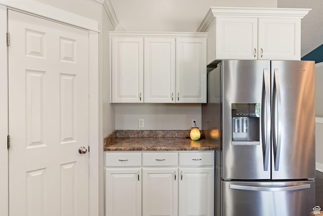 151 E 360 N, Providence, UT 84332 - kitchen with stainless steel refrigerator with ice dispenser, dark countertops, and white cabinets