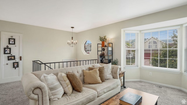 3737 S Washington Dr W, Magna, UT 84044 - living room featuring light carpet and a chandelier