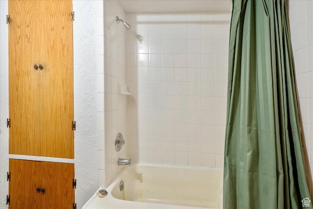 458 E 8800 S, Sandy, UT 84070 - bathroom with shower / tub combo with curtain and a textured wall