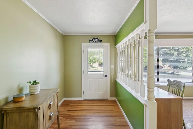 2999 N 300 E, North Ogden, UT 84414 - entryway featuring a textured ceiling, crown molding, and wood finished floors
