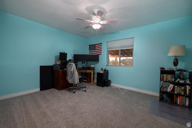 3378 N Sr 87 W, Talmage, UT 84073 - home office with a textured ceiling, ceiling fan, and carpet