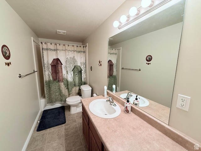 2205 N 600 E, North Ogden, UT 84414 - full bath featuring vanity, shower / tub combo with curtain, tile patterned flooring, and a textured ceiling