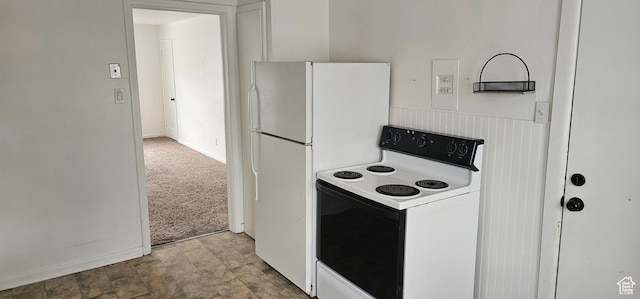 40 W 400 N Unit 1-6, Spanish Fork, UT 84660 - kitchen with white appliances, carpet flooring, and white cabinets