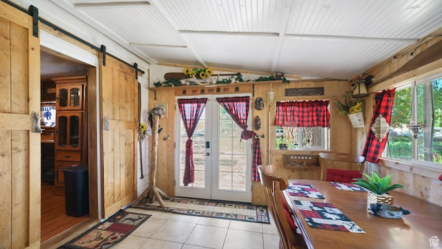 180 N State St, Sigurd, UT 84657 - sunroom / solarium featuring a barn door, lofted ceiling, and french doors