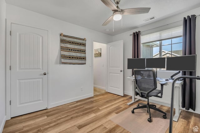 1046 W Stonehaven Dr, North Salt Lake, UT 84054 - office space featuring a ceiling fan and light wood finished floors