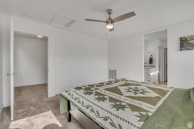 1046 W Stonehaven Dr, North Salt Lake, UT 84054 - carpeted bedroom featuring attic access and ceiling fan