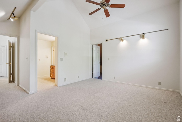 2056 E Sierra View Cir, Millcreek, UT 84109 - unfurnished bedroom featuring high vaulted ceiling, light carpet, and ensuite bathroom