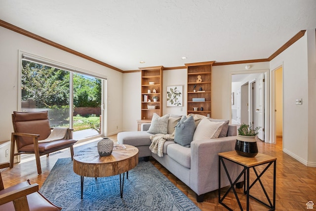 2056 E Sierra View Cir, Millcreek, UT 84109 - living area featuring crown molding, a textured ceiling, and recessed lighting