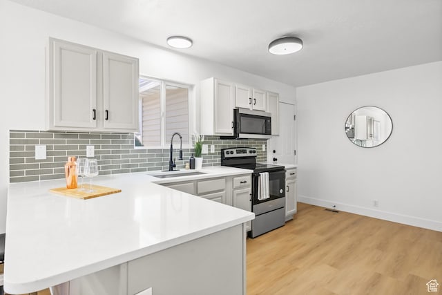 1215 W 125 S, Lehi, UT 84043 - kitchen featuring appliances with stainless steel finishes, light countertops, backsplash, and a peninsula