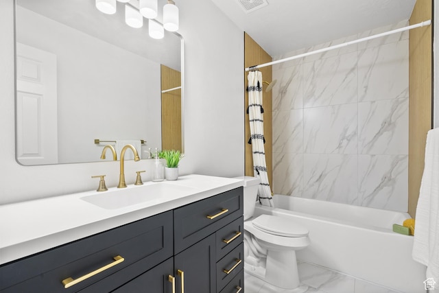 1215 W 125 S, Lehi, UT 84043 - bathroom with vanity, shower / bath combo with shower curtain, and marble finish floors