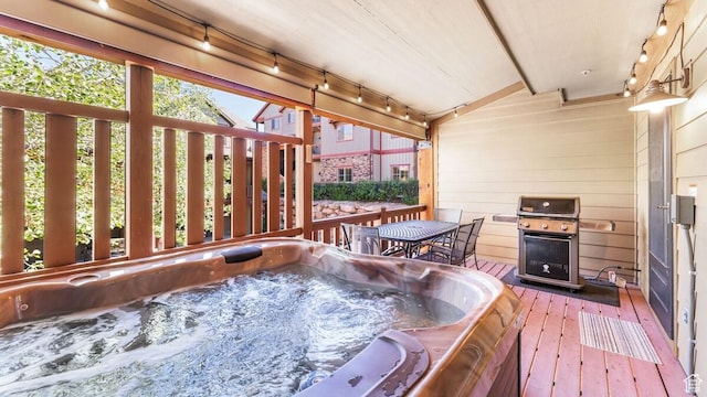 5541 N Slalom Way, Park City, UT 84098 - wooden terrace featuring grilling area and a hot tub