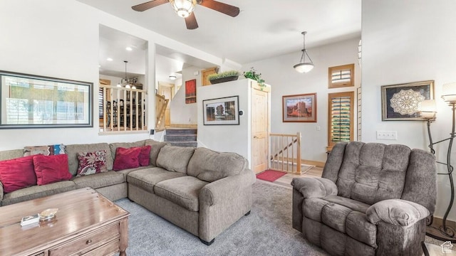 5541 N Slalom Way, Park City, UT 84098 - living room with a ceiling fan and baseboards