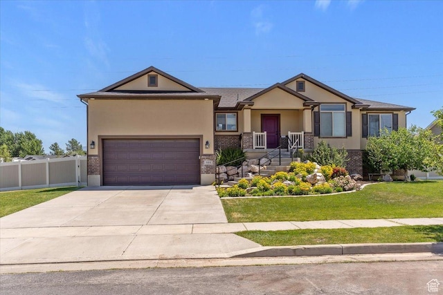 5464 S 3200 W, Roy, UT 84067 - craftsman inspired home with brick siding, concrete driveway, stucco siding, and a garage