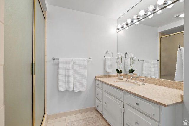 777 E S Temple Unit 4A, Salt Lake City, UT 84102 - full bathroom with vanity, a shower stall, and tile patterned floors