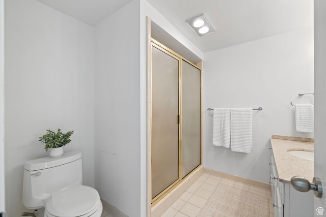 777 E S Temple Unit 4A, Salt Lake City, UT 84102 - bathroom with vanity, a shower stall, and tile patterned floors