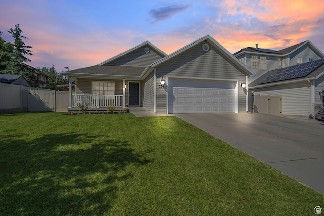 224 W Apple Ave, Saratoga Springs, UT 84045 - ranch-style home featuring a garage, concrete driveway, a porch, and a gate