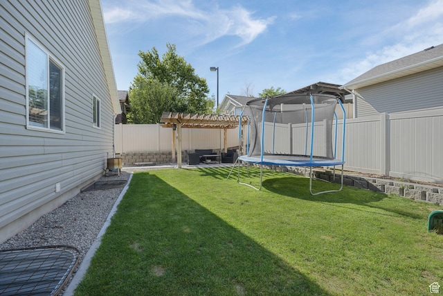 224 W Apple Ave, Saratoga Springs, UT 84045 - fenced backyard featuring a pergola and a trampoline
