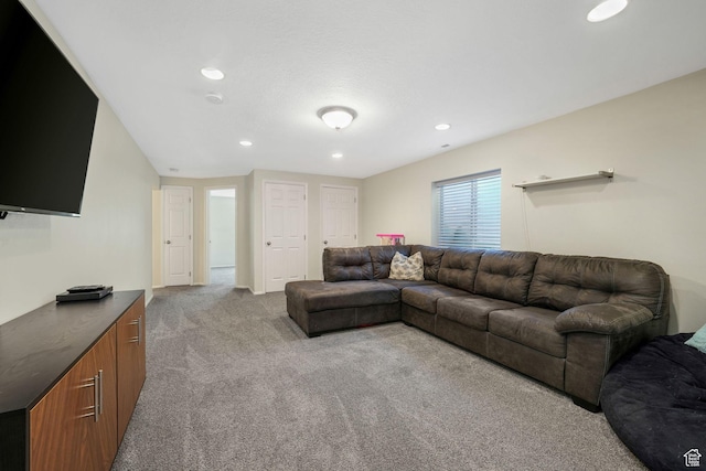 224 W Apple Ave, Saratoga Springs, UT 84045 - living room featuring carpet floors and recessed lighting