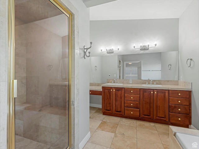 2960 E Oak Park Ln S, Holladay, UT 84117 - bathroom with double vanity and a shower stall
