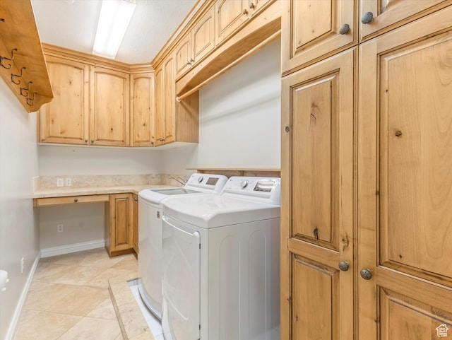 2960 E Oak Park Ln S, Holladay, UT 84117 - washroom with washer and clothes dryer, cabinet space, light tile patterned floors, inlaid floor details, and an office area