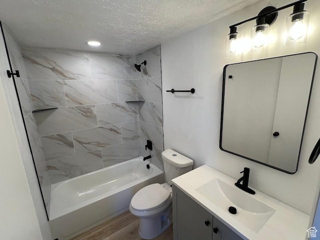 9173 S 1300 W, West Jordan, UT 84088 - bathroom with a textured ceiling, vanity, shower / bath combination, and wood finished floors