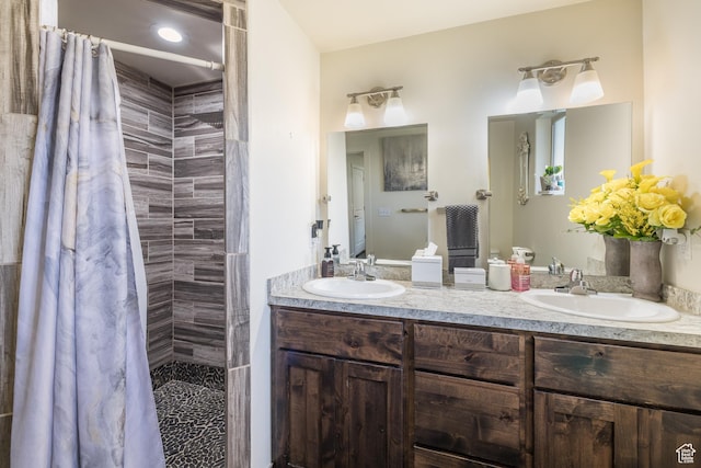 1018 S Valley View Ct, Moab, UT 84532 - full bathroom with double vanity and a tile shower