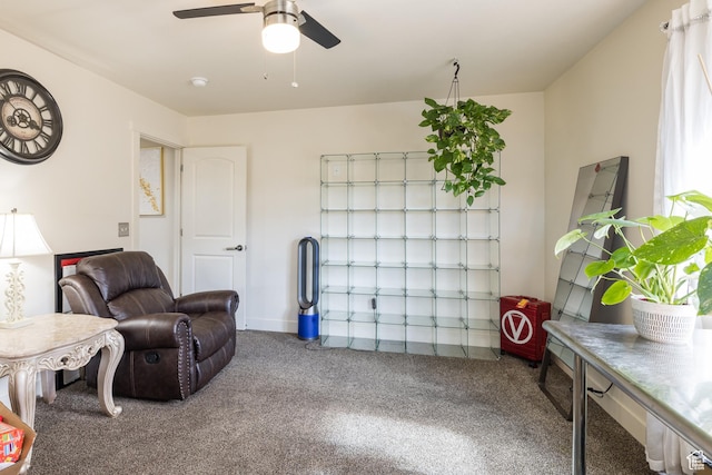 1018 S Valley View Ct, Moab, UT 84532 - living area featuring carpet flooring and ceiling fan
