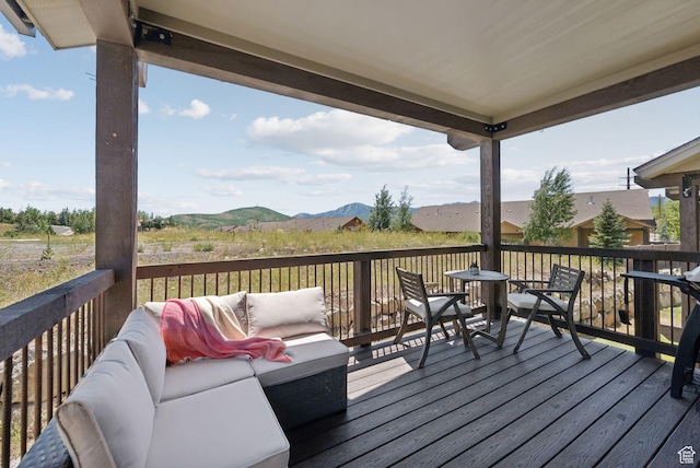 14482 N Buck Horn Trl Unit 50A, Heber City, UT 84032 - wooden terrace with a mountain view