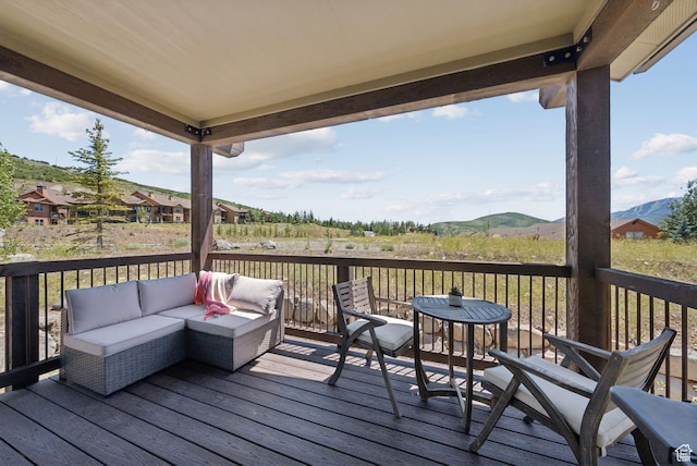 14482 N Buck Horn Trl Unit 50A, Heber City, UT 84032 - wooden terrace with a mountain view