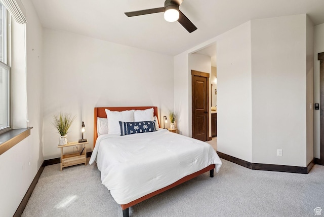 14482 N Buck Horn Trl Unit 50A, Heber City, UT 84032 - bedroom with carpet floors, a ceiling fan, and ensuite bath