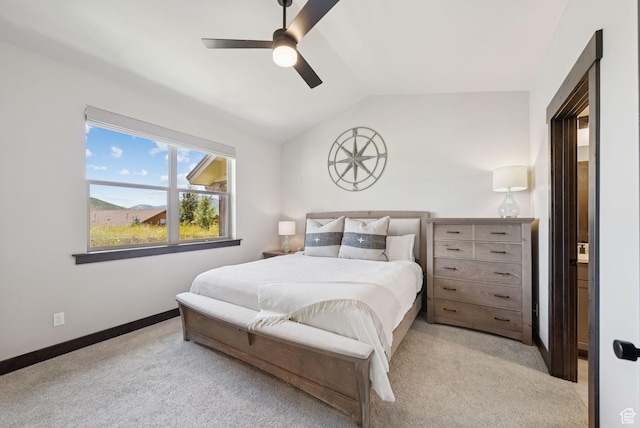 14482 N Buck Horn Trl Unit 50A, Heber City, UT 84032 - bedroom with carpet, lofted ceiling, and a ceiling fan