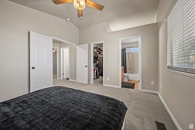 2371 N 1110 W, Clinton, UT 84015 - unfurnished bedroom with carpet floors, a spacious closet, lofted ceiling, and ensuite bath