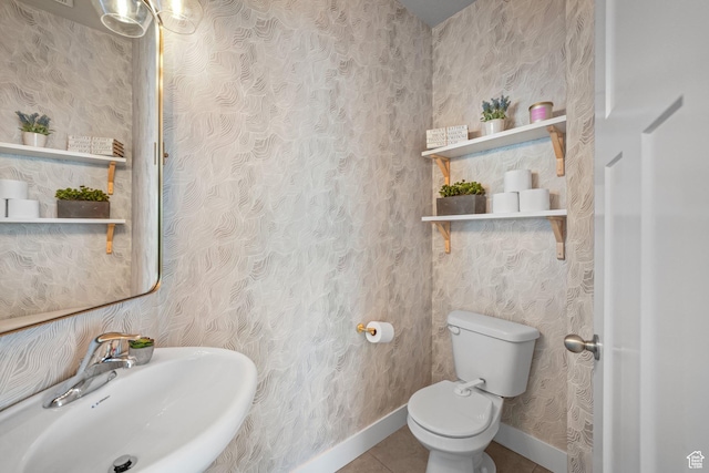 933 S 2100 W, Orem, UT 84059 - half bathroom featuring tile patterned flooring and wallpapered walls