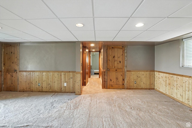 80 S 6000 W, Mendon, UT 84325 - carpeted spare room featuring a drop ceiling, a wainscoted wall, wooden walls, and recessed lighting
