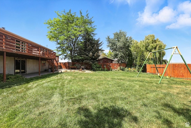80 S 6000 W, Mendon, UT 84325 - fenced backyard with stairway, a deck, and a playground