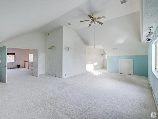 398 E Wells Fargo Rd, Brookside, UT 84782 - additional living space featuring lofted ceiling, a ceiling fan, and carpet flooring