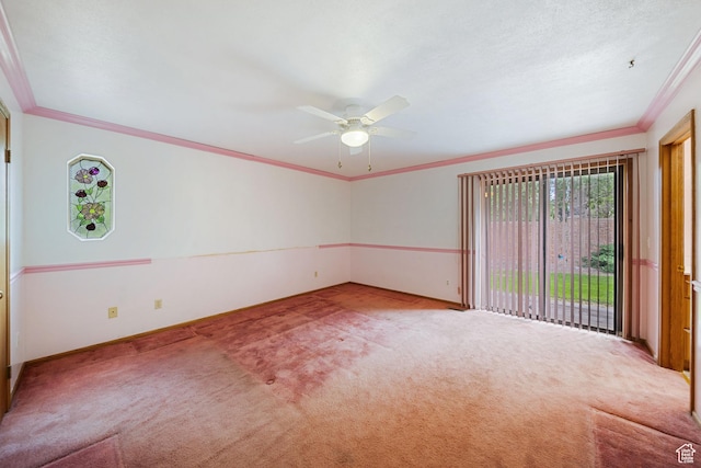 5350 S Jordan Canal Rd, Salt Lake City, UT 84129 - spare room with ceiling fan, carpet, and crown molding