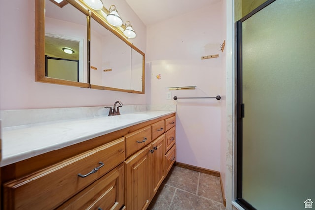 5350 S Jordan Canal Rd, Salt Lake City, UT 84129 - full bath with vanity, a stall shower, and stone finish flooring