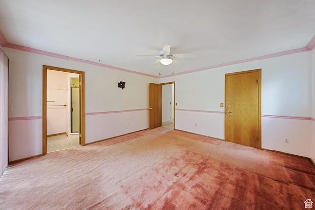 5350 S Jordan Canal Rd, Salt Lake City, UT 84129 - spare room featuring crown molding, light carpet, and ceiling fan