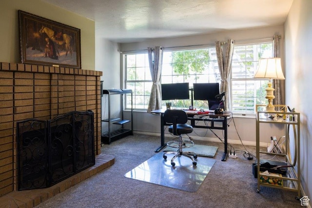 63 S 100 W Unit 17, American Fork, UT 84003 - carpeted office space featuring a brick fireplace and healthy amount of natural light