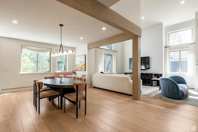 1675 W Silver Springs Rd, Park City, UT 84098 - dining area with light wood-type flooring, a chandelier, and recessed lighting