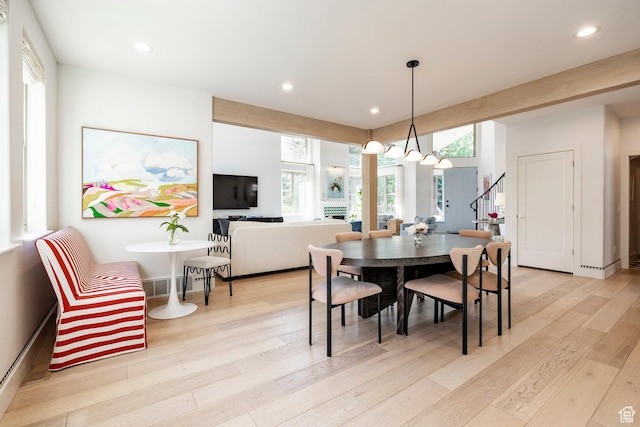 1675 W Silver Springs Rd, Park City, UT 84098 - dining area featuring light wood-style floors, stairway, and recessed lighting
