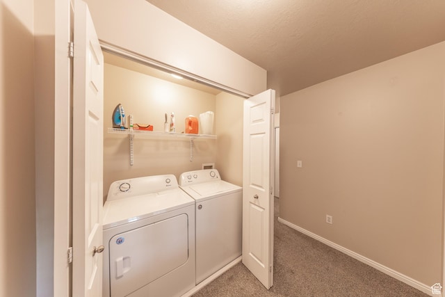 3963 S 2900 W Unit 2B, West Haven, UT 84401 - washroom featuring washing machine and clothes dryer, light carpet, and a textured ceiling