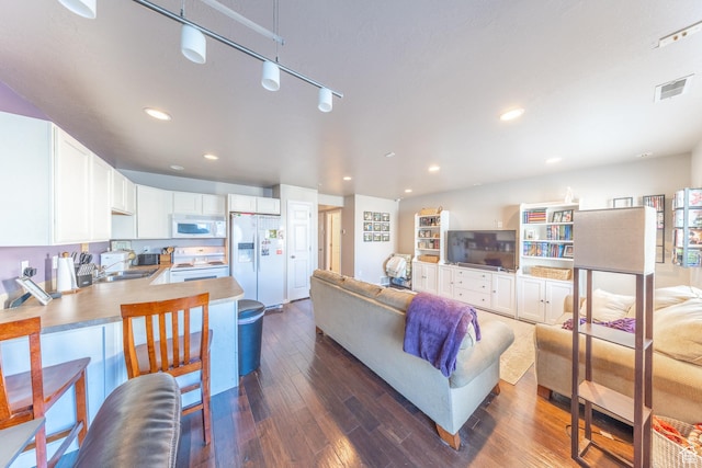 3963 S 2900 W Unit 2B, West Haven, UT 84401 - living area with dark wood-type flooring and recessed lighting