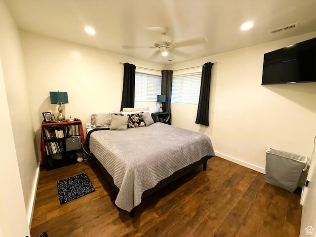 1990 E 400 N, Mapleton, UT 84664 - bedroom with wood finished floors, a ceiling fan, and recessed lighting