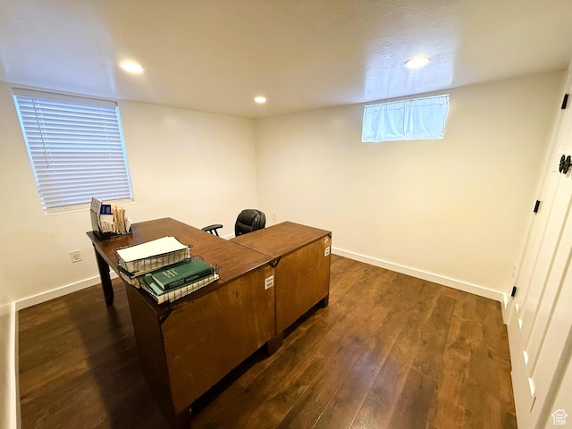 1990 E 400 N, Mapleton, UT 84664 - office area featuring dark wood-style flooring and recessed lighting